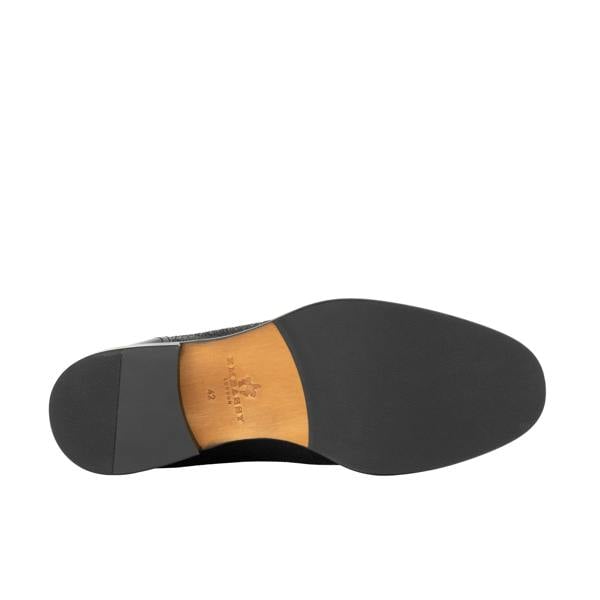 Embassy London Orlando - Black & Yellow Flowers - Men's toe cap dressy black shoe with flower print leather