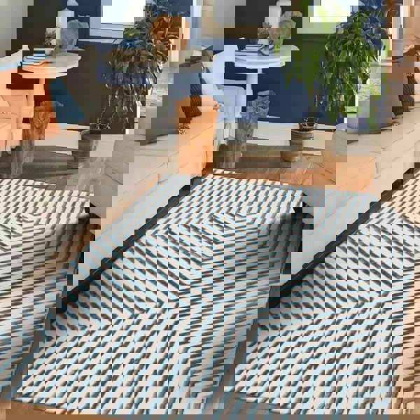 Zeo Deco Rug – Soft 3D Texture in Beige & Blue