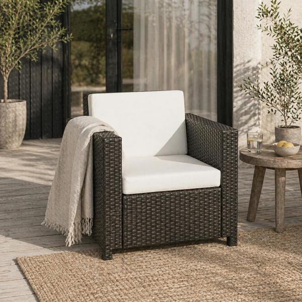 Wyld Haus Rado Brown Rattan Single Outdoor Armchair With Armrests
