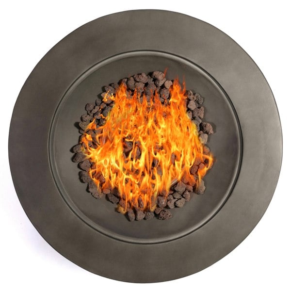 MDA Designs TABITI Dark Grey Gas Fire Pit for Garden & Patio - Luxurious Eco-Stone Finish Outdoor Heater Fire Pit
