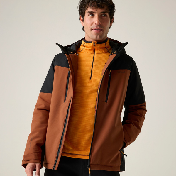Regatta Mens Highton Two Tone Waterproof Stretch Insulated Jacket - Burnt Henna/Black