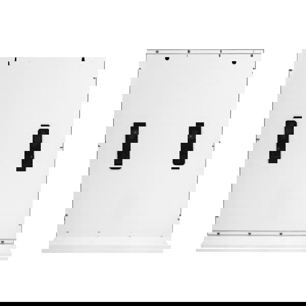 Sleek white back of an LED Bluetooth mirror, featuring two built-in speakers, designed for modern home decor and functionality