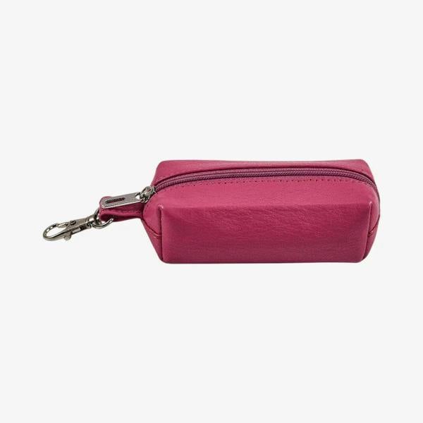 Compact pink leather key organizer for daily use