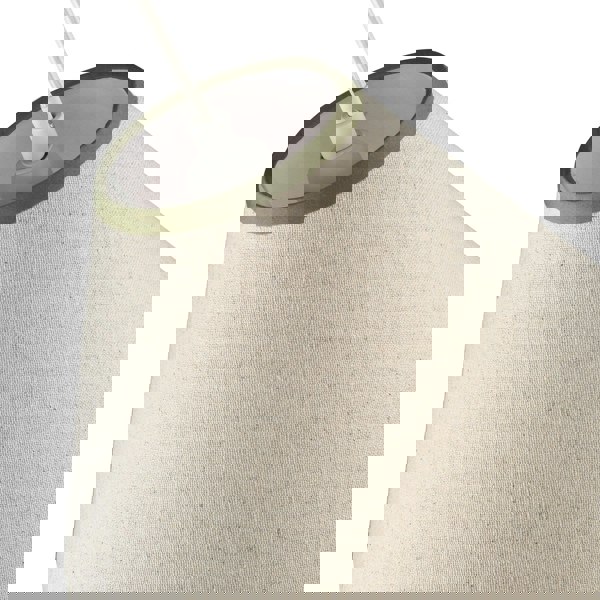 Scallop Edge Natural Textured Linen Coolie Lamp Shade with Olive Trims Image 3