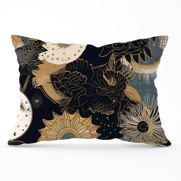 Warren Reed Abstract Blue Gold Moon Sun Cushions