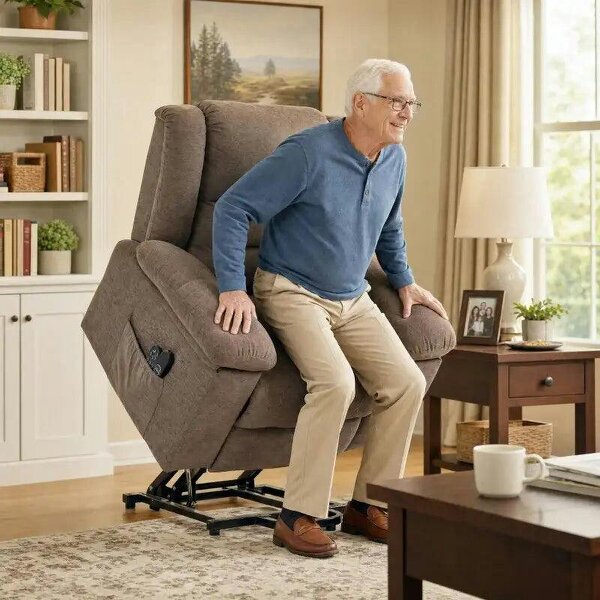 Oversized Riser Recliner Chair with Massage and Heat, Power Lift Recliner for Elderly with Wide Seat and Back, Brown - Brown