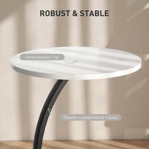 Wyld Haus Dimo Round C Shaped Side Table With Marble Effect Top