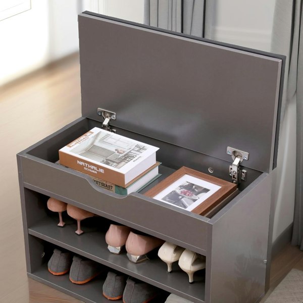 Rafaelo Mobilia Shoe Storage Bench 60CM Grey