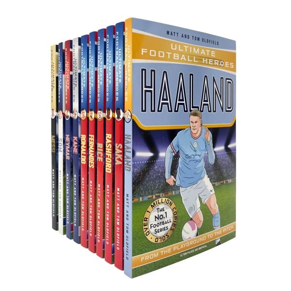 Ultimate Football Heroes 10 Book Set Rashford, Ronaldo, Messi, Haaland, Kane, Son, Fernandes & More