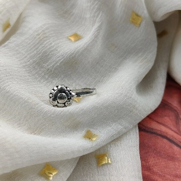 The Colourful Aura Round Oxidised German Antique Silver Non Pierced Clip on Boho Gypsy Nose Pin