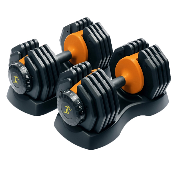 Strongology Urban25 Home Fitness Black and Orange Adjustable Smart Dumbbells from 2.5kg up to 25kg Training Weights