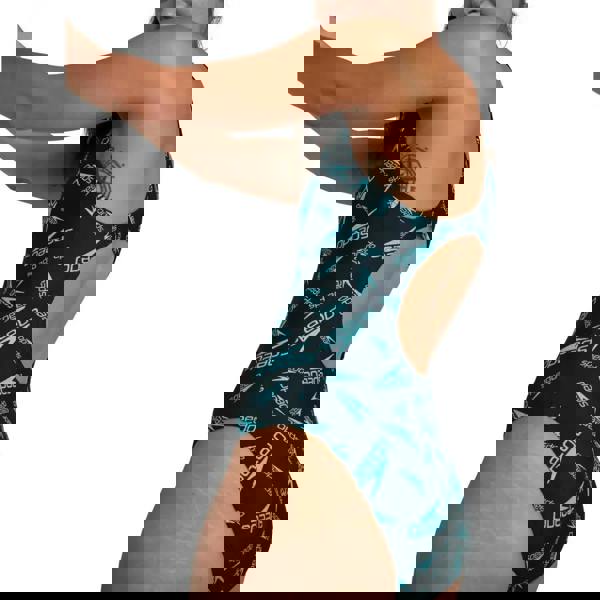 Speedo Boom Logo Allover Medalist teal swimsuit