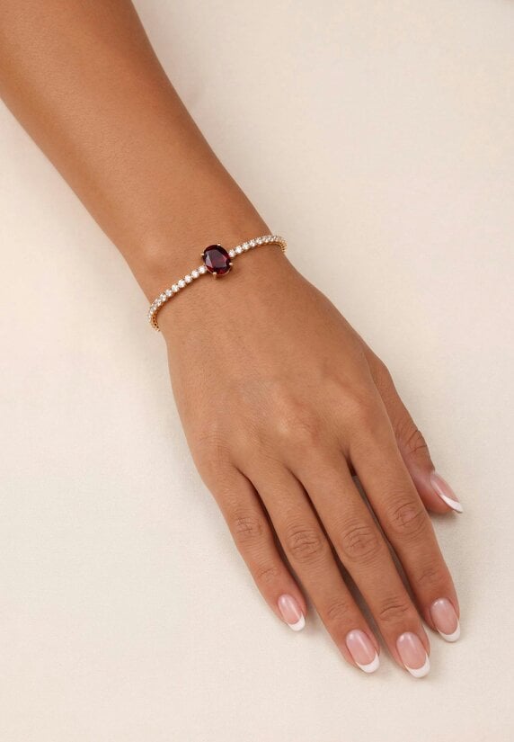Latelita Garbo Oval Gemstone Tennis Bracelet Ruby Gold