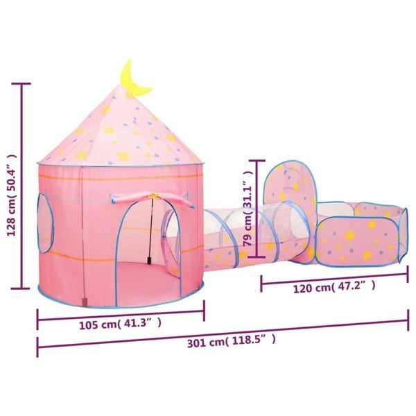 Berkfield Children Play Tent Pink 301x120x128 cm