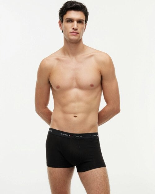 Tommy Hilfiger 3-Pack Logo Waistband Mens Trunks - Grey Heather/Black/White