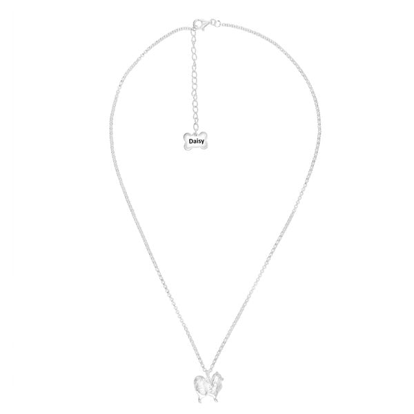 Pomeranian Silver Necklace - Personalised - MYLEE London