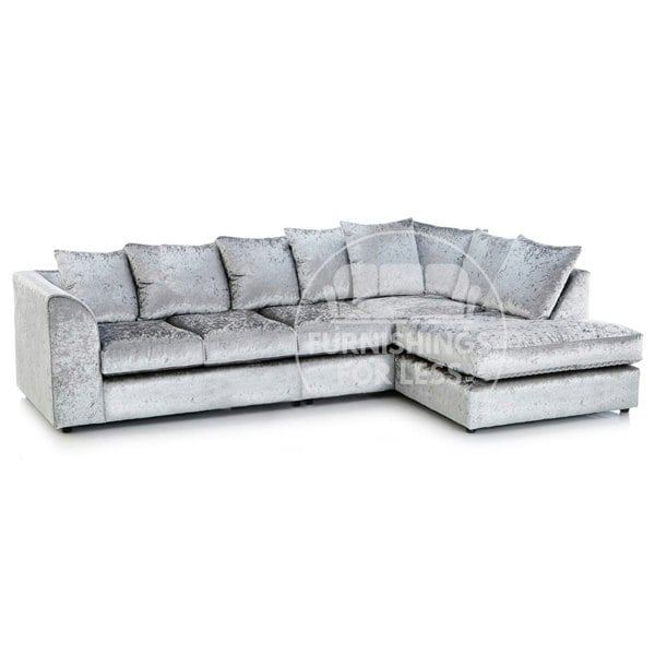 Crystal Crushed Velvet Scatter Back 5 Seater L Shaped Corner Sofa