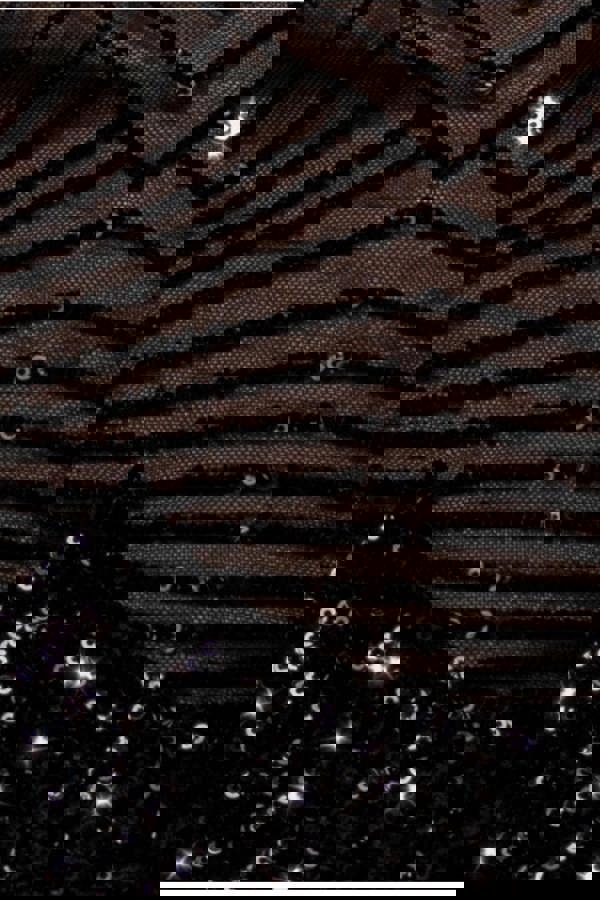 Sequin Starburst Cape Sleeve Mini Dress - Black DR4748