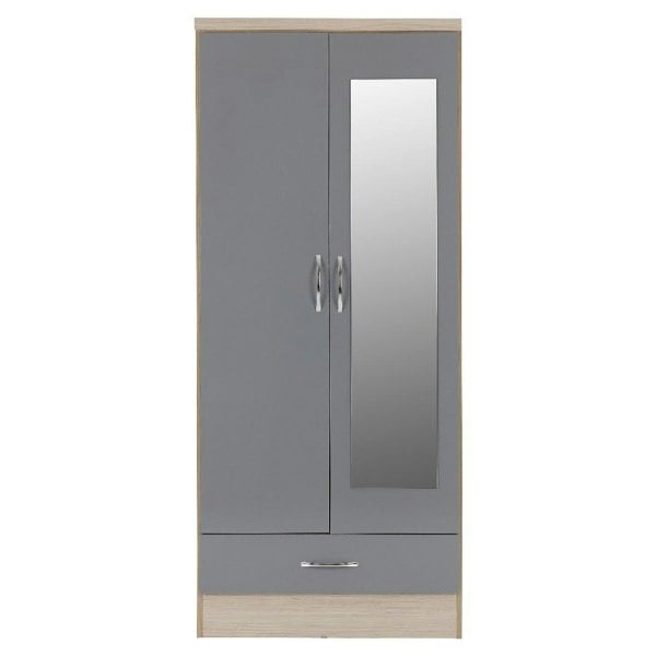 Seconique Nevada 2 Door 1 Drawer Mirrored Wardrobe
