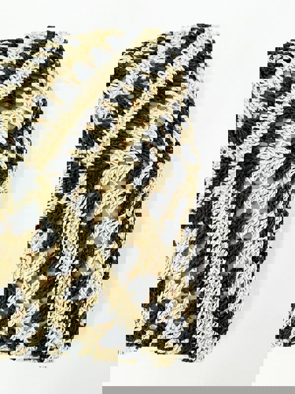 SVNX Black Woven Straw Shoulder Bag