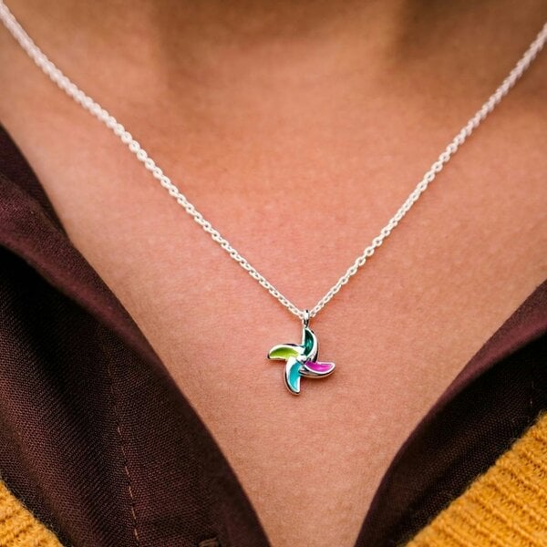 The Colourful Aura Colourful Rainbow Tiny Windmill Charm Summer Adjustable Pendant Necklace