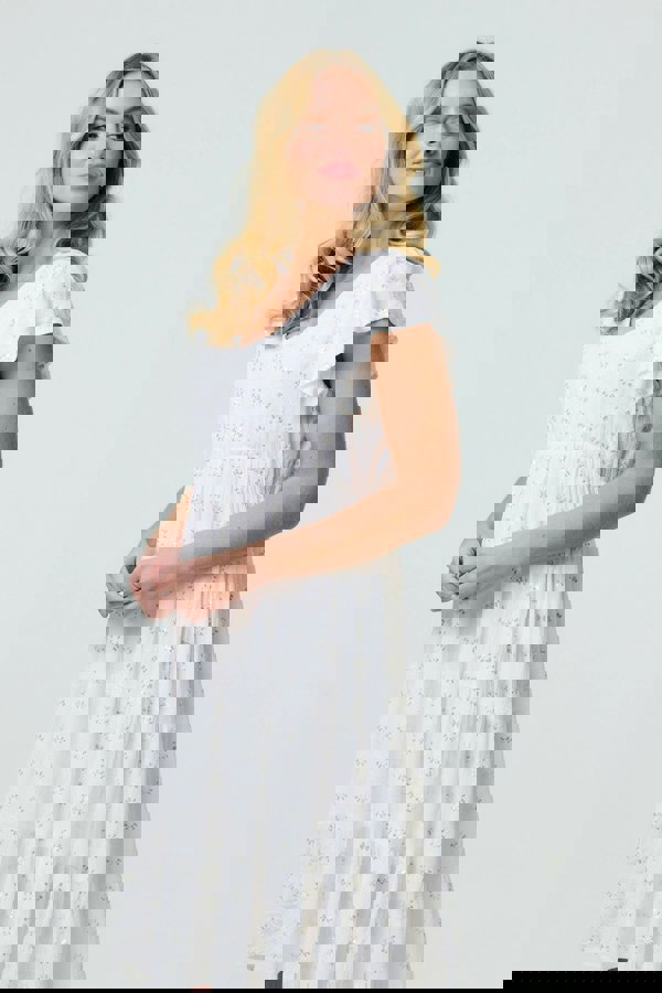 White | Embellished Relaxed Midi Dress
