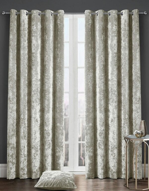 Night Zone Crushed Velvet Eyelet Curtains – Fully Lined Ready Made Window Curtains