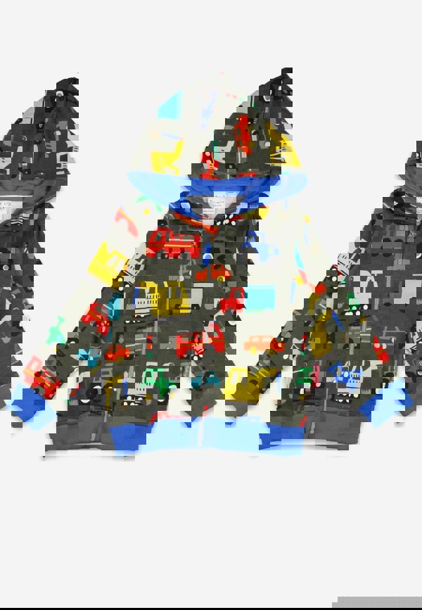 Organic Transport Print Hoodie - Toby Tiger