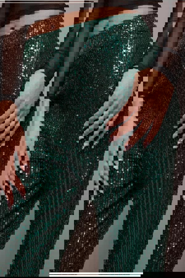 Sequin Cuffed Ankle Trouser - Emerald TR360