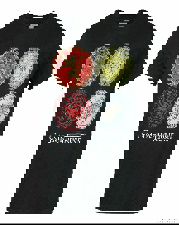 Game of Thrones Mens Black House Crests Short Sleeved T-Shirt