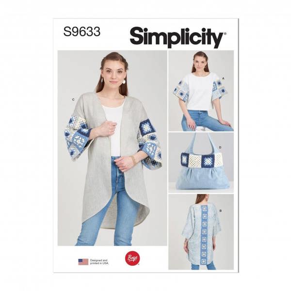 Simplicity Sewing Pattern 9633, Tops, Jackets, Bags for Women, A (XS-S-M-L-XL) - Intermediate