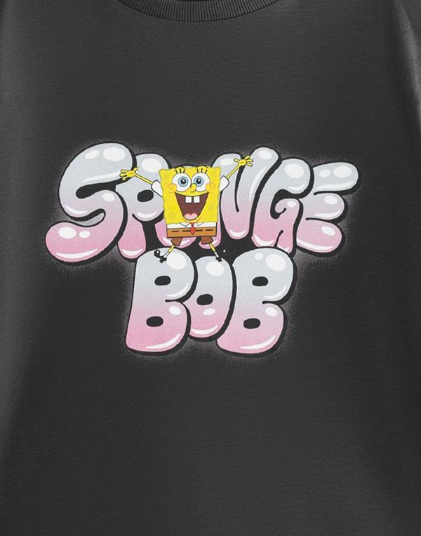 Vanilla Underground SpongeBob SquarePants Boys Black Bubble Short Sleeved T-Shirt