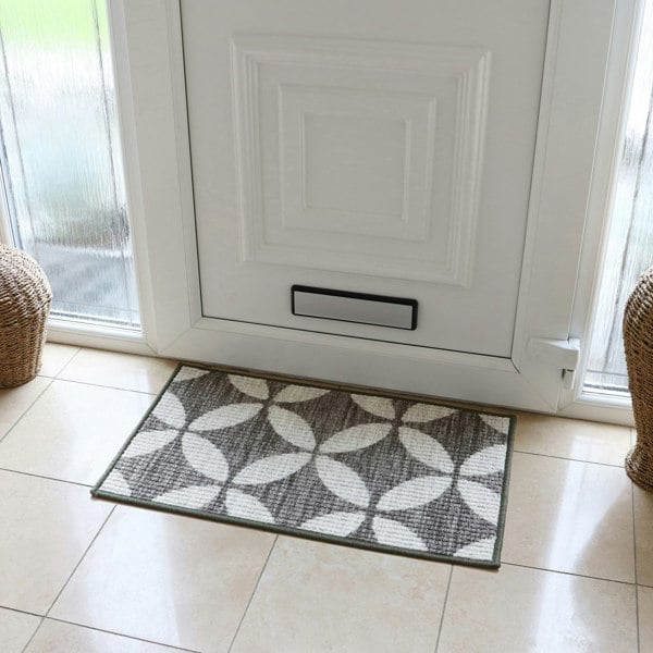 JVL Fiora Machine Washable Door Mat, 44x75cm, Pewter