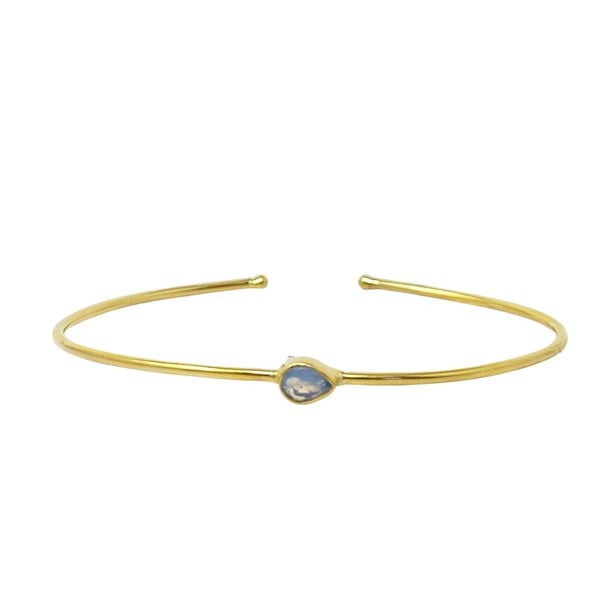 Opal October Birthstone Crystal Gold Plated Bangle