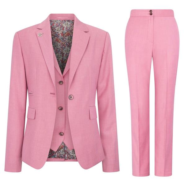 TruClothing Women's 3 Piece Tailored Fit Plain Pink Formal Office Suit