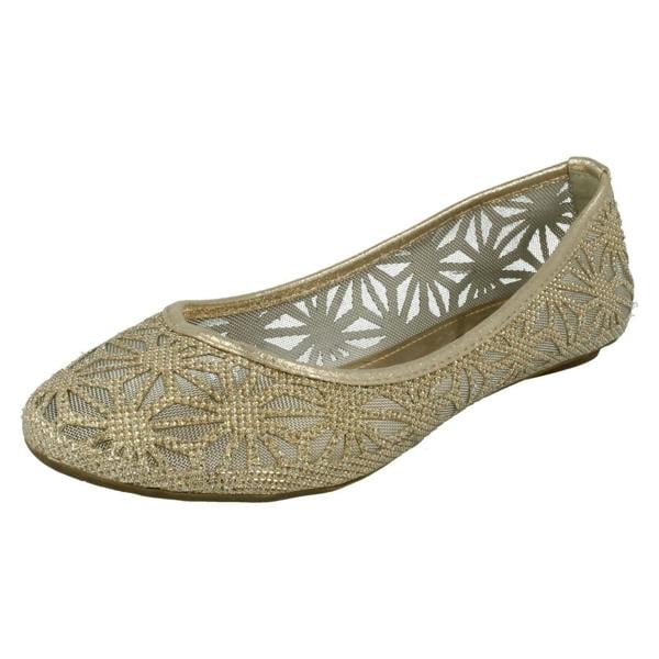 Spot On Ladies Spot On Cut Out Design Ballet Pump