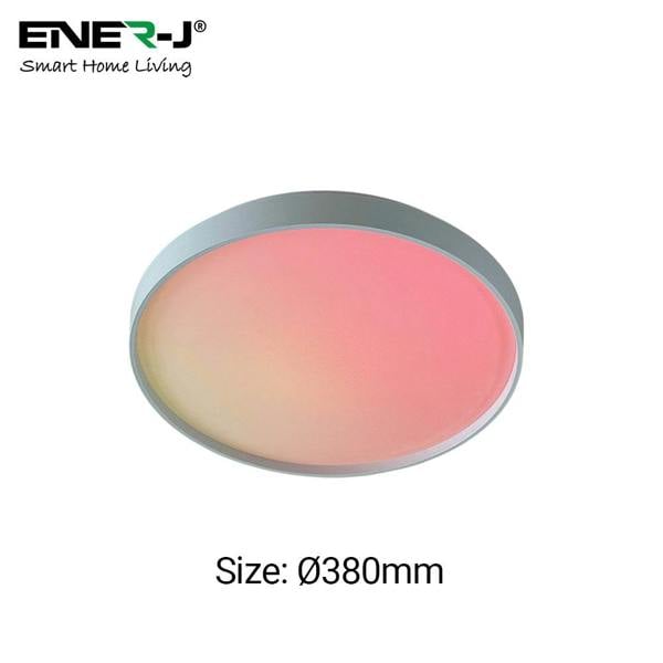 ENER-J 40W Scenic Surface LED Ceiling Light with multiple built-in modes, CCT+RGBIC, Round, Size: 380mm