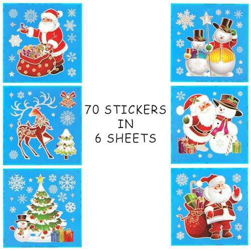 6 Pack 3D Christmas Window Clings for Glass, Reusable Assorted Festive Sheets image 6