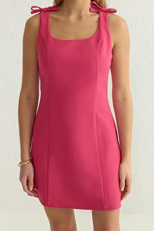 WOVCOR A-Line Mini Woven Dress with Bow