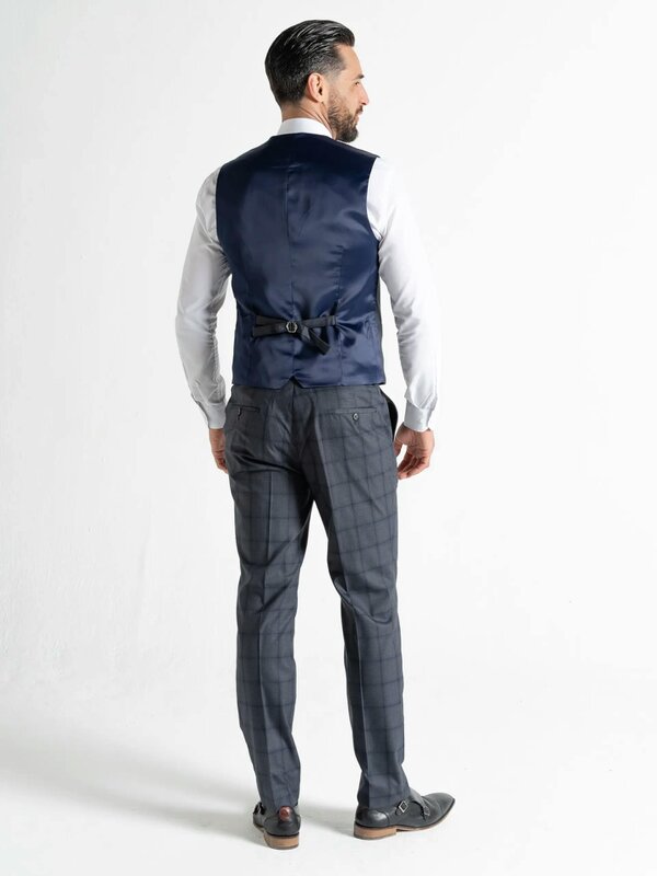 V2 Classic Kensignton Three Piece Suit - Dark Grey with Black Checks