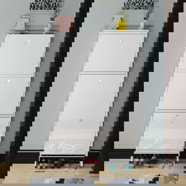 Knauss Mirrored Shoe Storage, Halllway-Weilai Concept-White-60cm-Weilai Concept