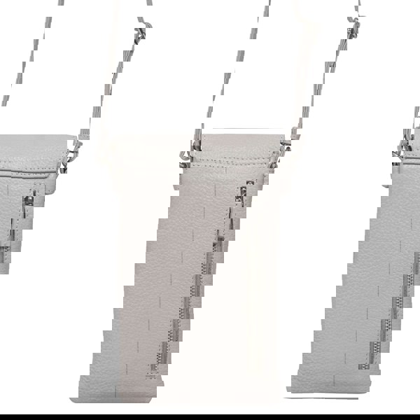 Assots London 'MARIA' Nudish Ice Grey Pebble Grain Real Leather Crossbody Phone Bag