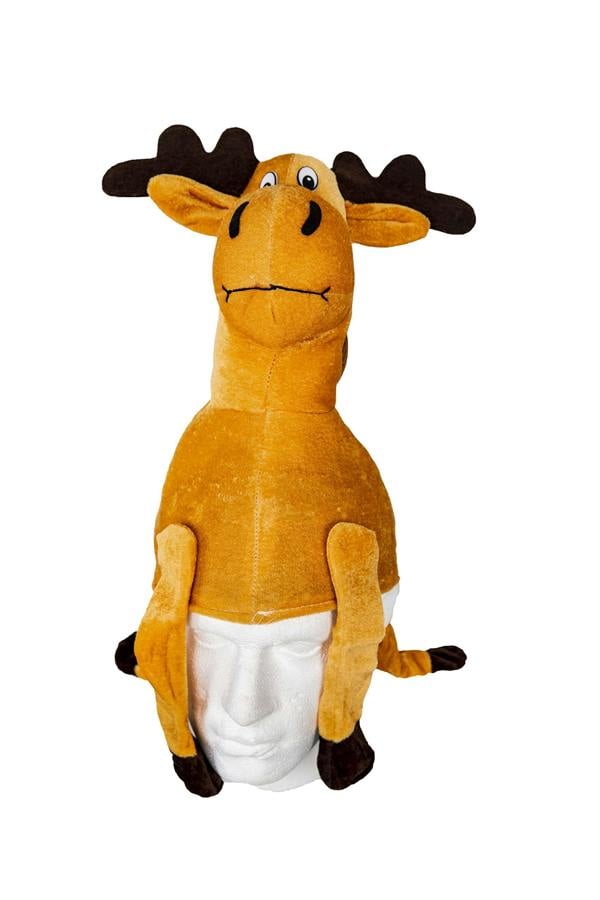 Reindeer Plush Novelty Christmas Hat for Adults and Kids, Soft Beige Fancy Dress Headwear image 1