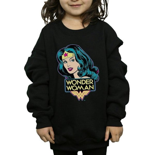 Wonder Woman Girls Head Cotton Sweatshirt - Black