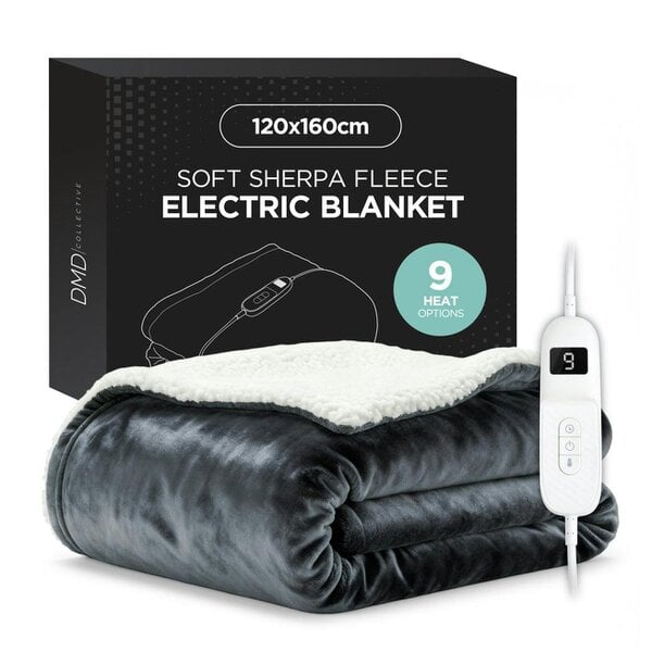 DMD Collective Heated Electric Blanket - Sherpa Fleece, Auto-Off, 9 Heat Levels