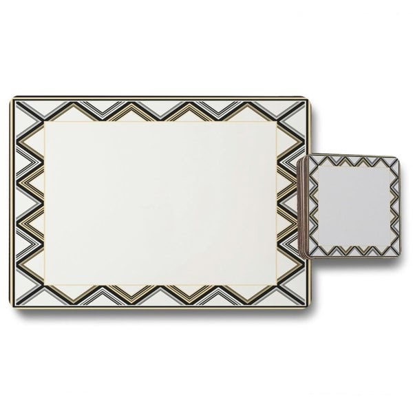 New Product Art Deco Patterned Border (Placemat & Coaster Set)  - Andrew Lee Home and Living