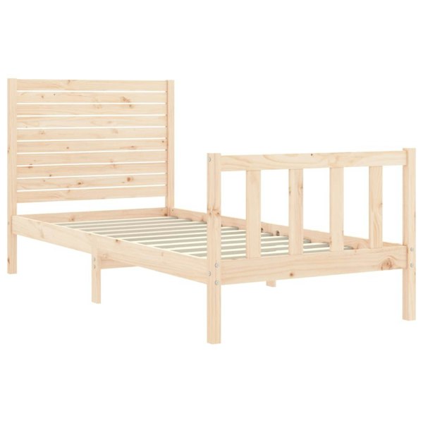 Berkfield Bed Frame with Headboard Single Solid Wood