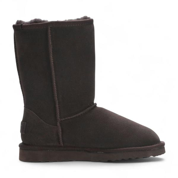 Infinity Leather Women's Genuine Sheepskin Brown Suede Slip-On Ankle Winter Boots - Dusk