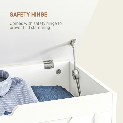 Wyld Haus Kamari White Wood Farmhouse Storage Chest Safety Hinges 100 Litre