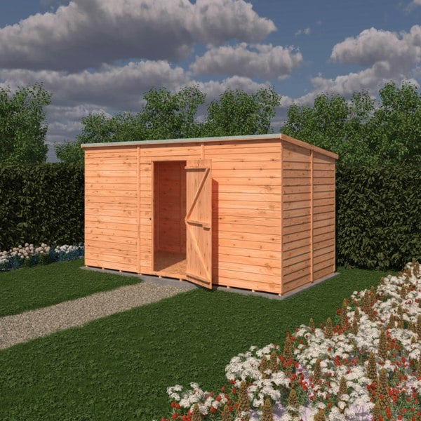 Shire Overlap 12x6 single door pent shed no windows
